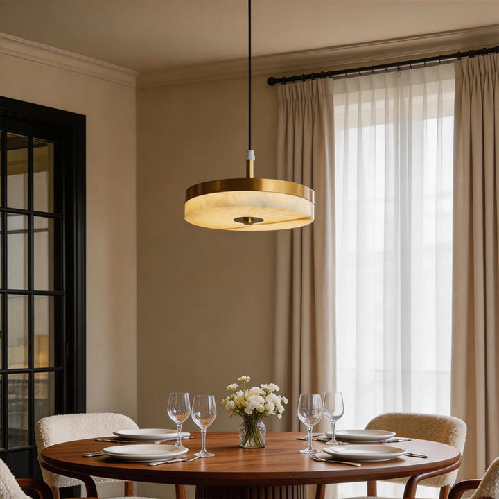Modern Marble Disc Pendant Light – Adjustable 12W LED Hanging Light for Kitchen Island and Home Decor 1