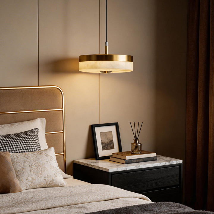 Modern Marble Disc Pendant Light – Adjustable 12W LED Hanging Light for Kitchen Island and Home Decor 2