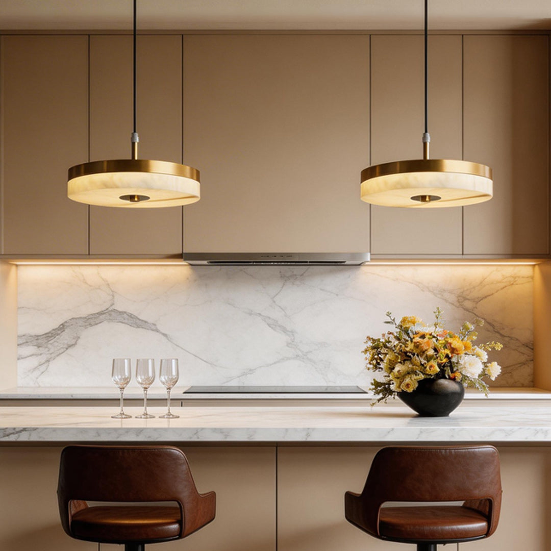 Modern Marble Disc Pendant Light – Adjustable 12W LED Hanging Light for Kitchen Island and Home Decor 3