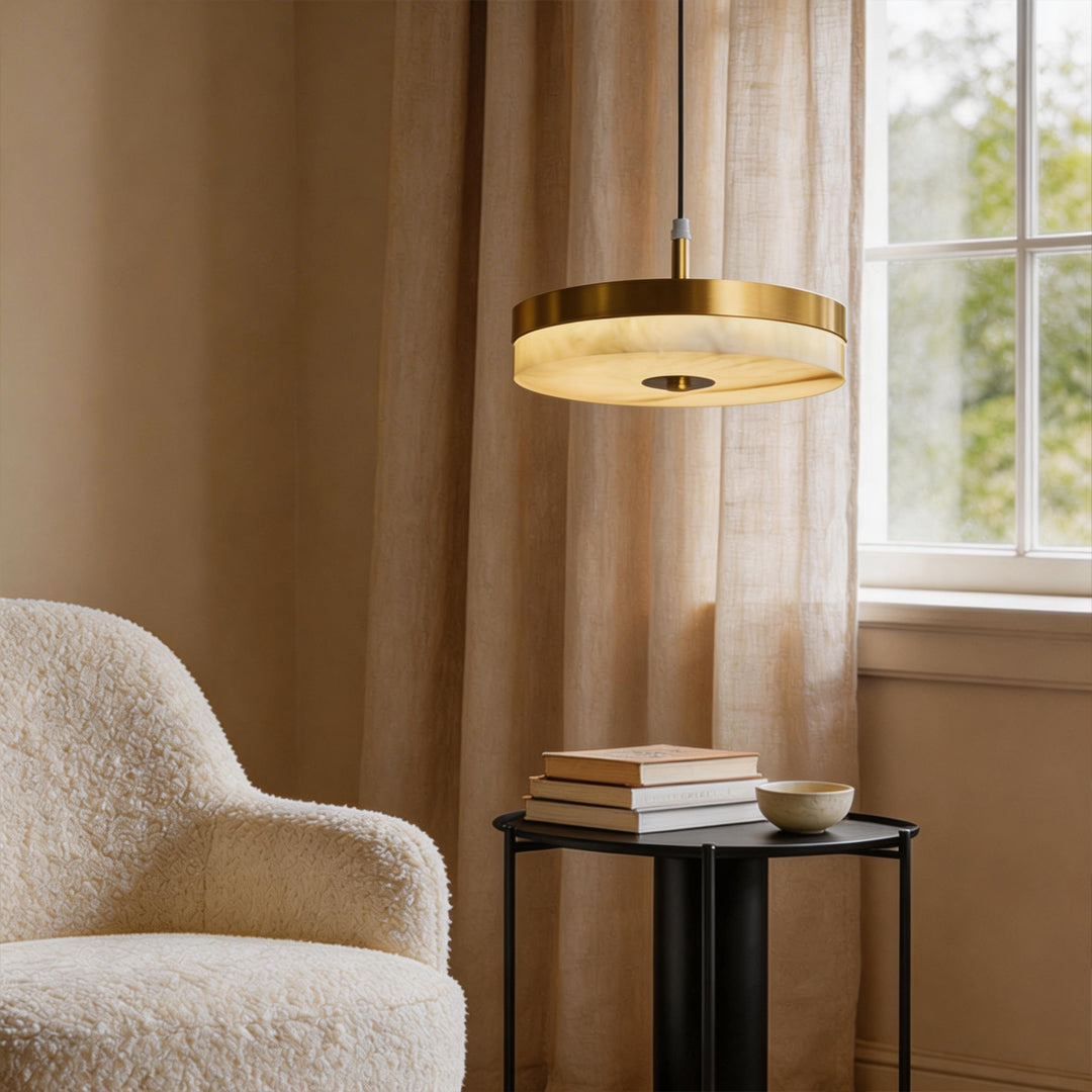 Modern Marble Disc Pendant Light – Adjustable 12W LED Hanging Light for Kitchen Island and Home Decor 4