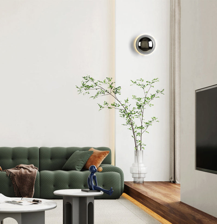 Modern Metal Wall Sconce Lighting - Solar Eclipse LED Wall Lamp in Black, Silver, or Gold - Hardwired Design 8