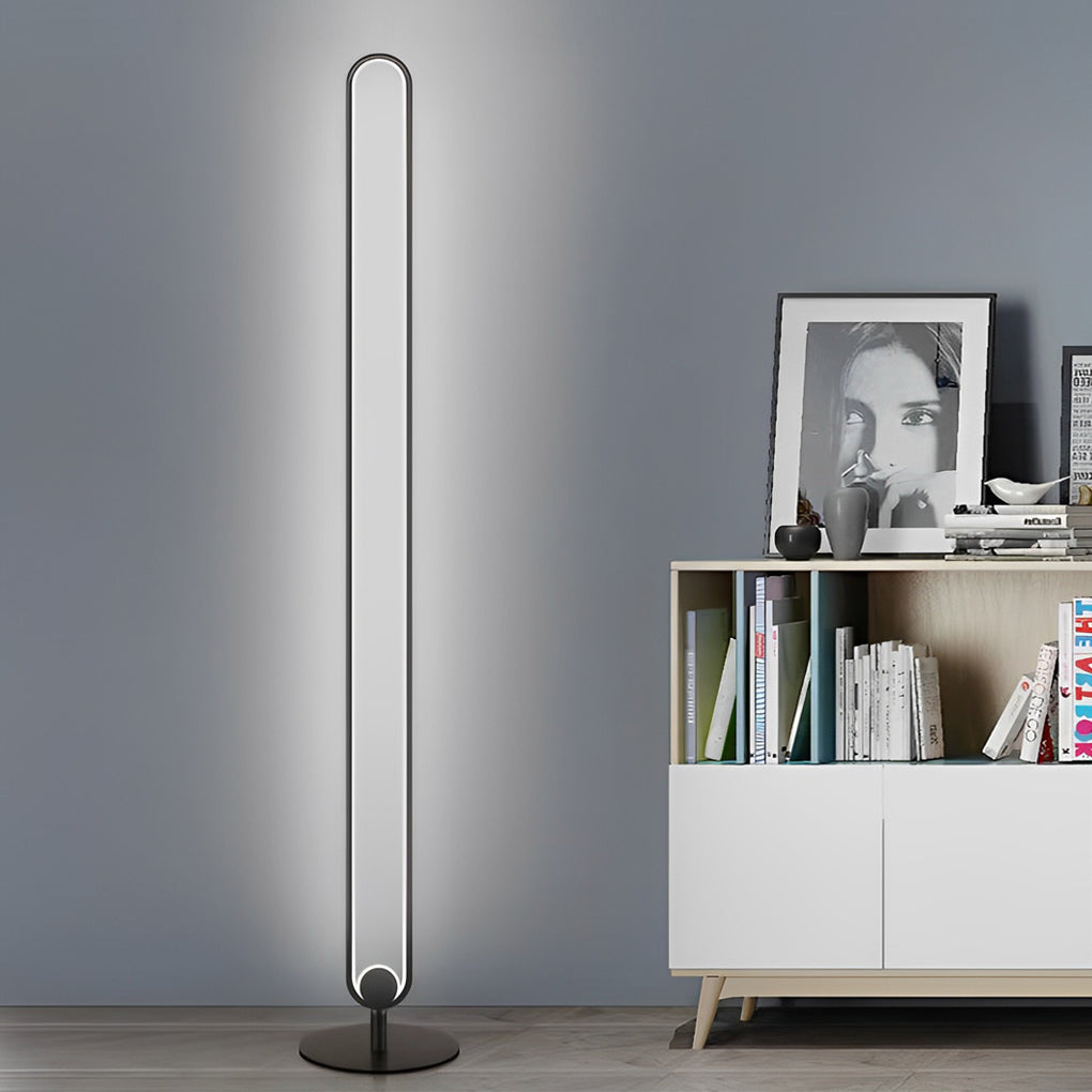 Modern Minimalist LED Floor Lamp with Oval Shade – Black Metal Standing Lamp 2