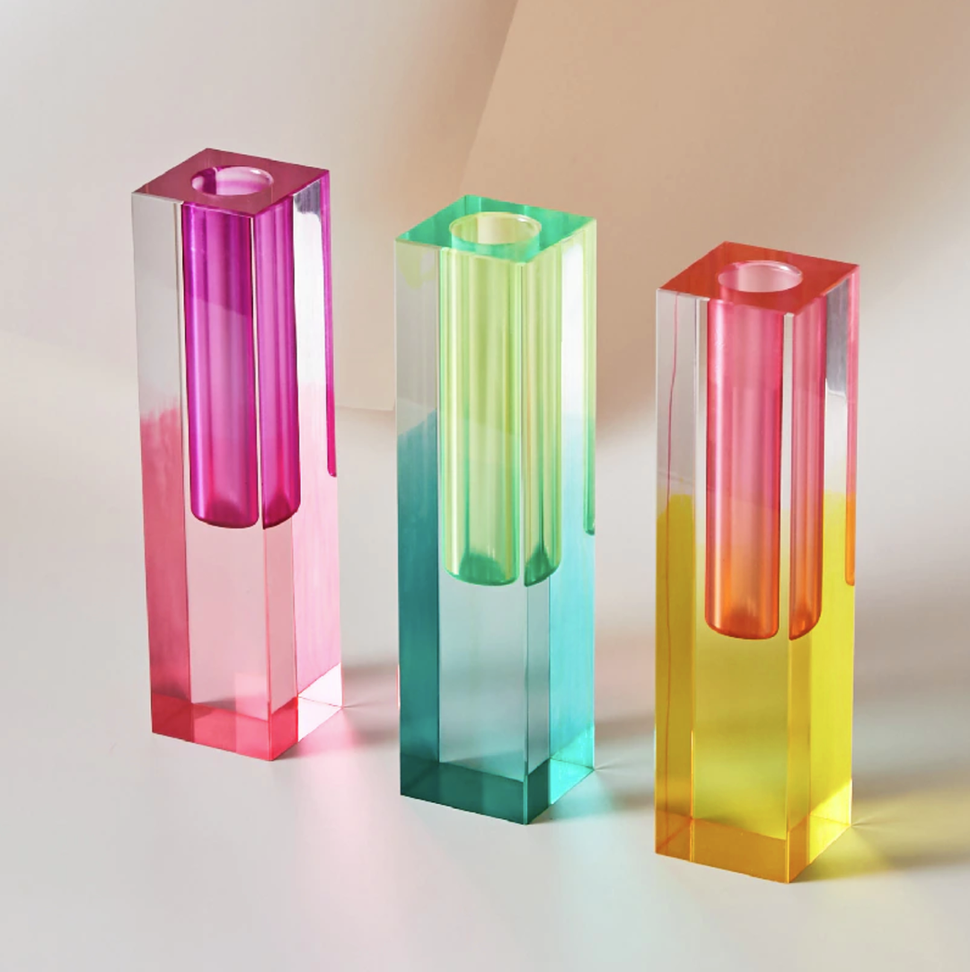Modern Prism Acrylic Vase – Colorful Desktop Organizer for Floral Displays 1