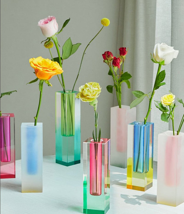 Modern Prism Acrylic Vase – Colorful Desktop Organizer for Floral Displays 4