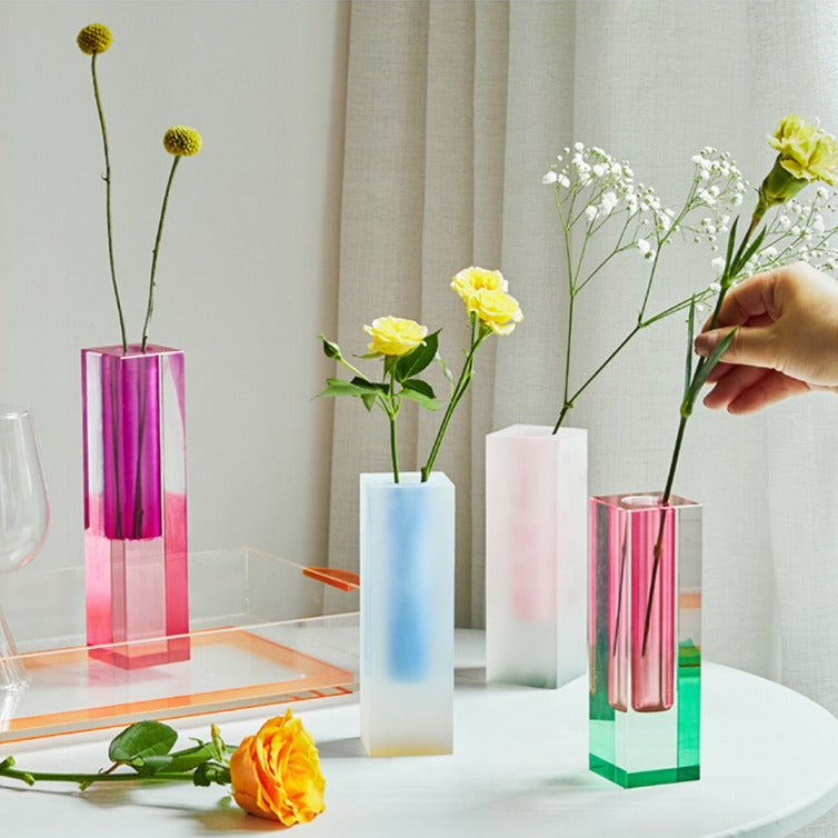 Modern Prism Acrylic Vase – Colorful Desktop Organizer for Floral Displays 8