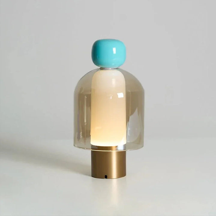 Modern Sculptural Table Lamp – Rechargeable Cordless Design for Bedroom or Desk – Elegant Glass Finish, Compact Size, Dimmable LED 0