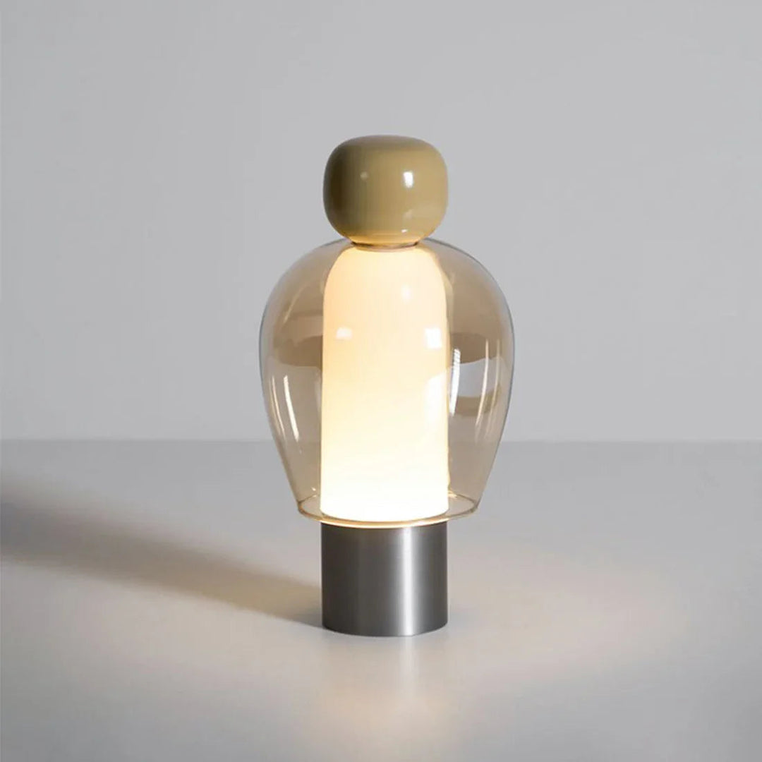 Modern Sculptural Table Lamp – Rechargeable Cordless Design for Bedroom or Desk – Elegant Glass Finish, Compact Size, Dimmable LED 11