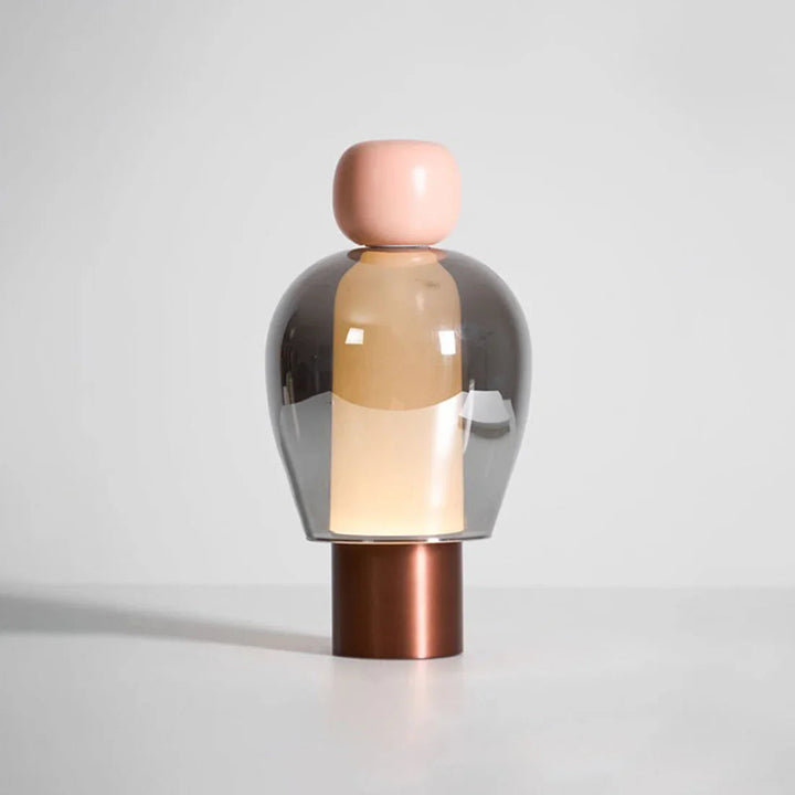 Modern Sculptural Table Lamp – Rechargeable Cordless Design for Bedroom or Desk – Elegant Glass Finish, Compact Size, Dimmable LED 9
