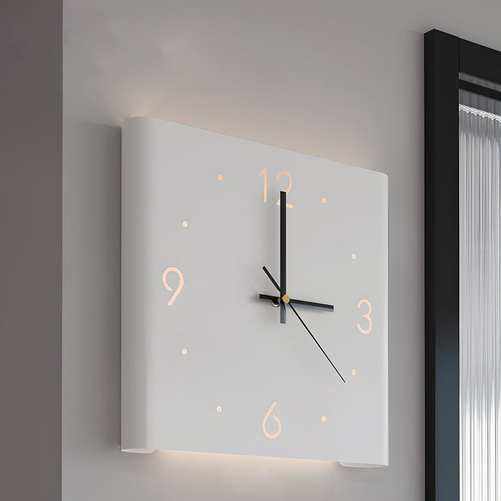 Modern Square LED Wall Clock Lamp with Backlit Metal Frame and USB Rechargeable Light 0