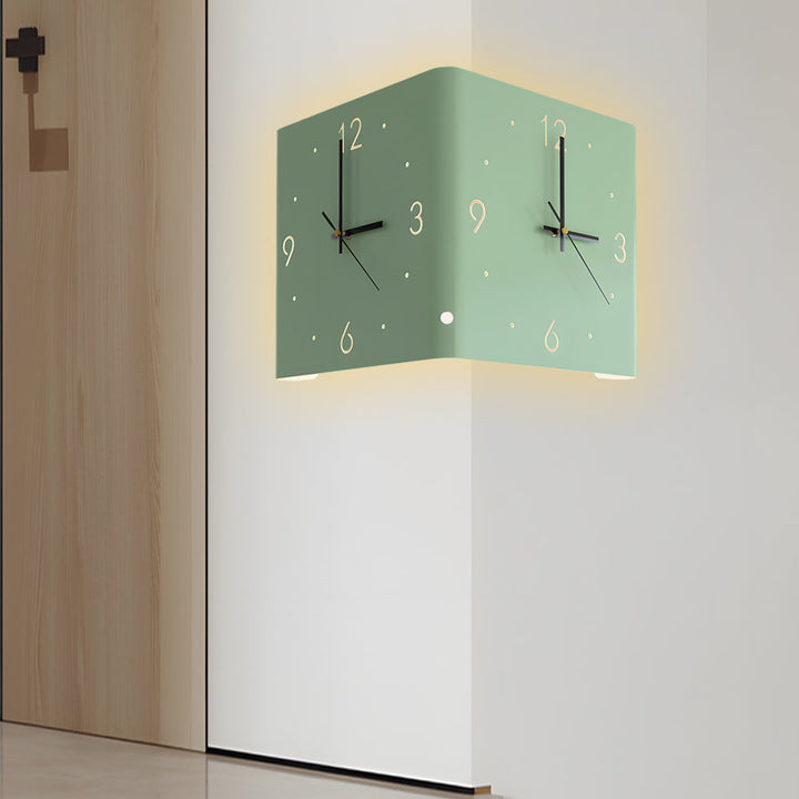 Modern Square LED Wall Clock Lamp with Backlit Metal Frame and USB Rechargeable Light 10