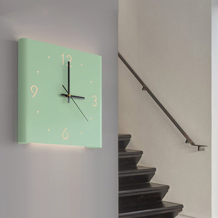 Modern Square LED Wall Clock Lamp with Backlit Metal Frame and USB Rechargeable Light 2