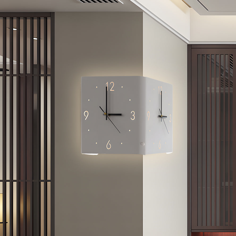 Modern Square LED Wall Clock Lamp with Backlit Metal Frame and USB Rechargeable Light 4