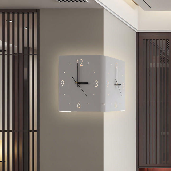 Modern Square LED Wall Clock Lamp with Backlit Metal Frame and USB Rechargeable Light 4