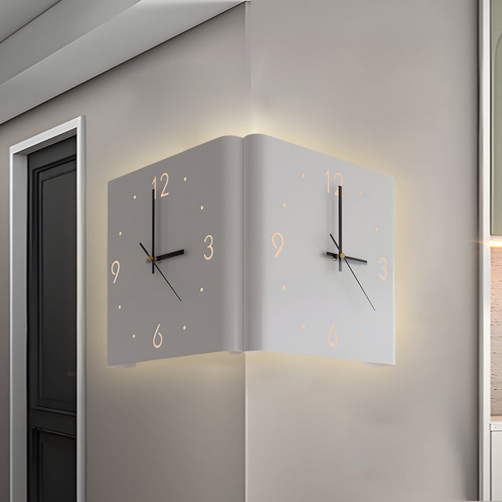 Modern Square LED Wall Clock Lamp with Backlit Metal Frame and USB Rechargeable Light 5