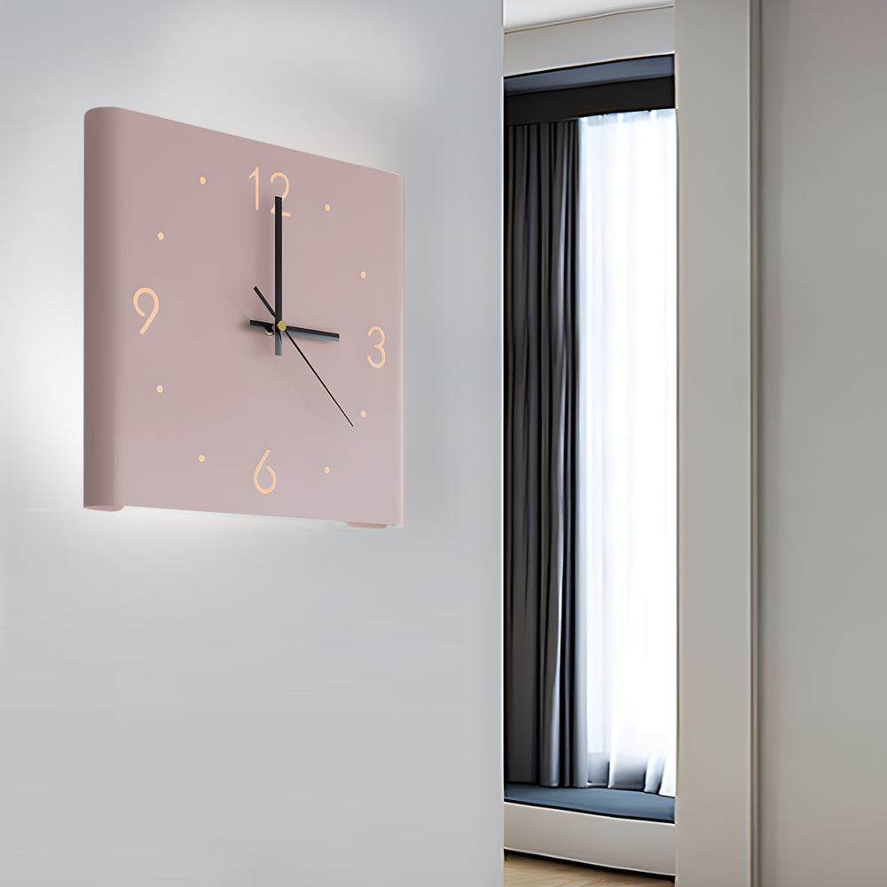 Modern Square LED Wall Clock Lamp with Backlit Metal Frame and USB Rechargeable Light 6