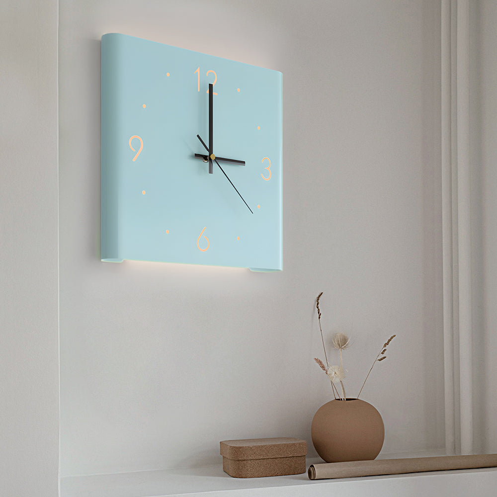 Modern Square LED Wall Clock Lamp with Backlit Metal Frame and USB Rechargeable Light 8
