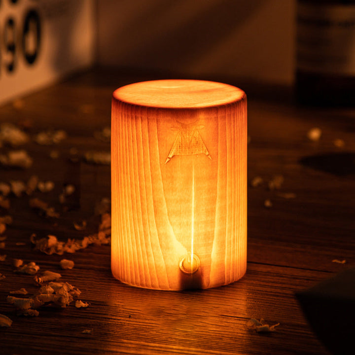 Modern Square Wood LED Table Lamp with Touch Control and Adjustable Brightness 0
