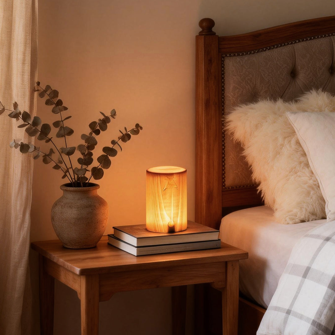 Modern Square Wood LED Table Lamp with Touch Control and Adjustable Brightness 1