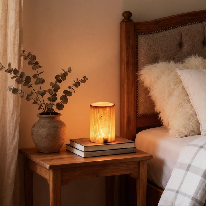 Modern Square Wood LED Table Lamp with Touch Control and Adjustable Brightness 1