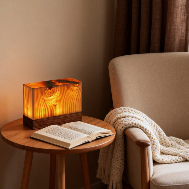 Modern Square Wood LED Table Lamp with Touch Control and Adjustable Brightness 2