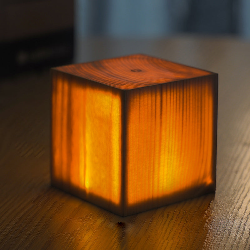 Modern Square Wood LED Table Lamp with Touch Control and Adjustable Brightness 5