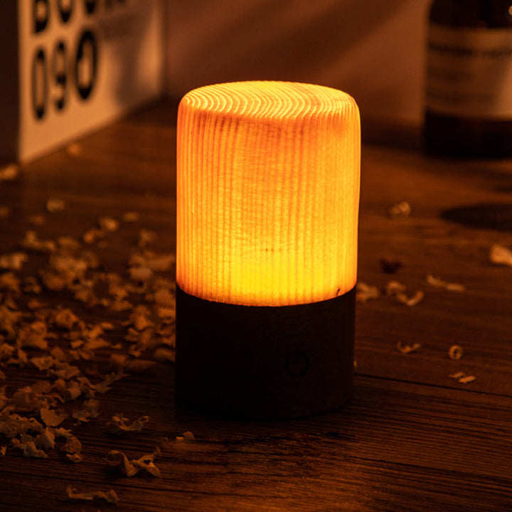 Modern Square Wood LED Table Lamp with Touch Control and Adjustable Brightness 8