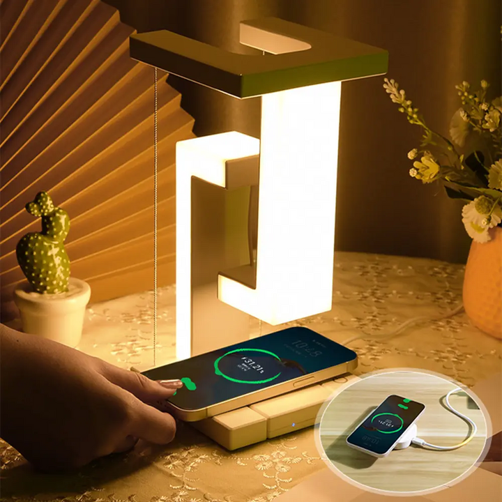 Modern Table Lamp with Floating Tensegrity Design and Wireless Charging Station – Stylish Desk and Bedside Lamp for Bedroom and Office 1