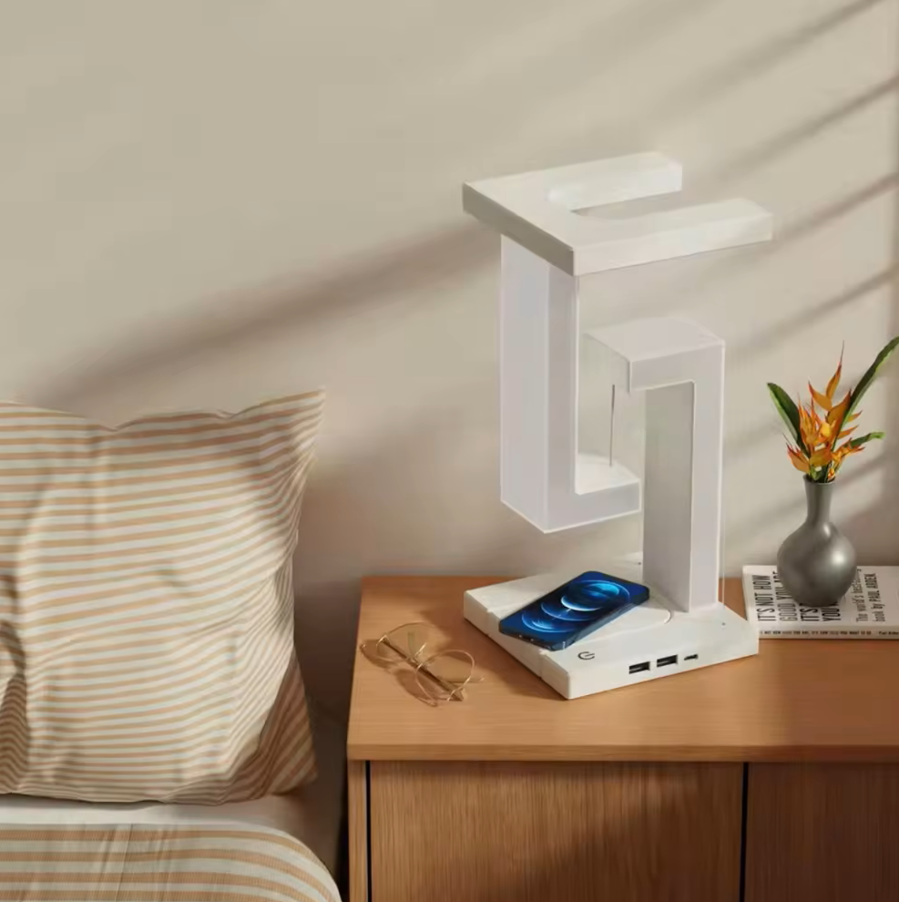 Modern Table Lamp with Floating Tensegrity Design and Wireless Charging Station – Stylish Desk and Bedside Lamp for Bedroom and Office 2