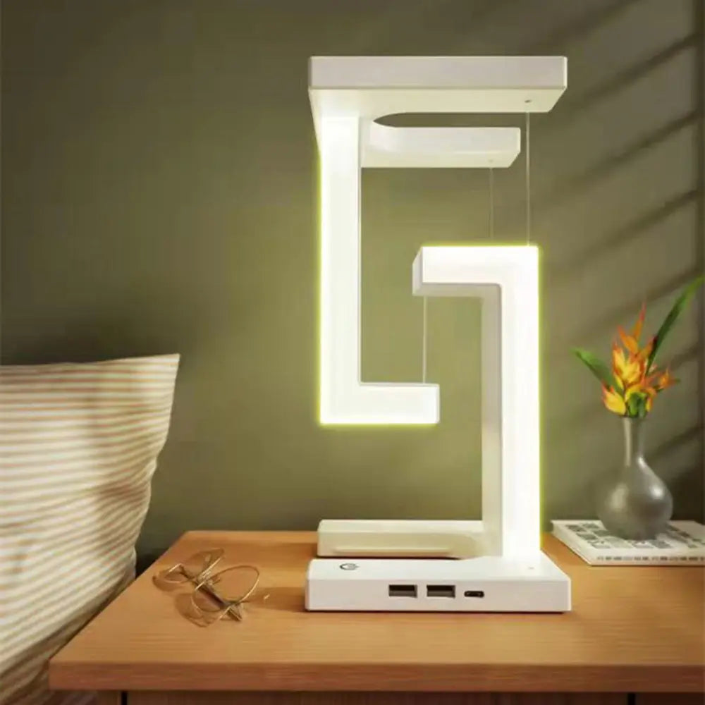 Modern Table Lamp with Floating Tensegrity Design and Wireless Charging Station – Stylish Desk and Bedside Lamp for Bedroom and Office 4