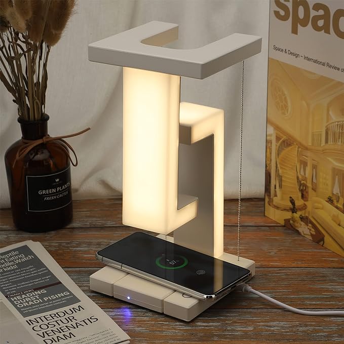 Modern Table Lamp with Floating Tensegrity Design and Wireless Charging Station – Stylish Desk and Bedside Lamp for Bedroom and Office 5