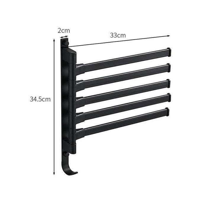 Modern Towel Rack with 5 Rotatable Arms - Matte Black Metal Bathroom Towel Holder for Stylish Organization 4