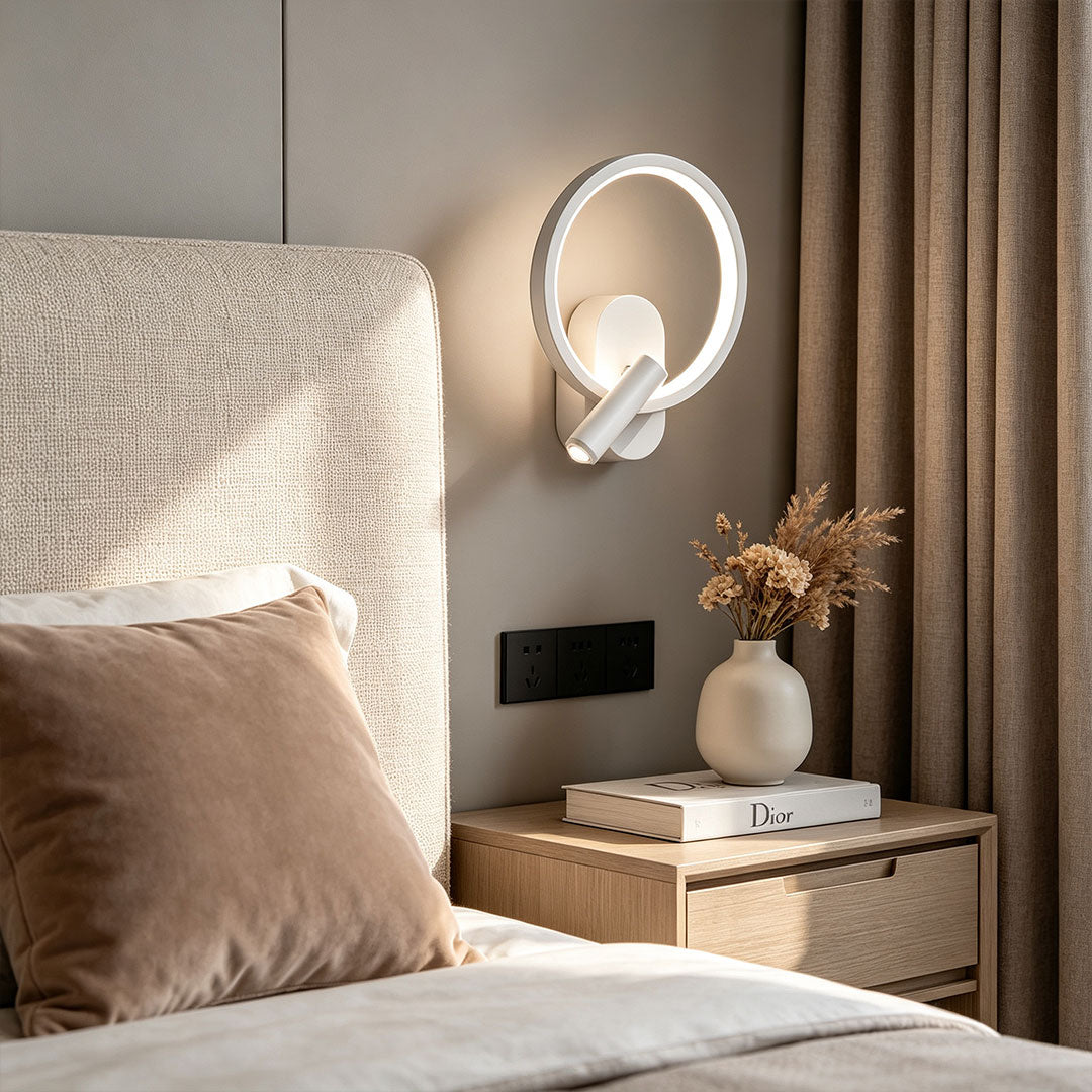 Modern Wall-Mounted Sconce Light with Rotatable 350° Spotlight – Available in Ceramic White, Pearl Black, and Mirror Silver 4