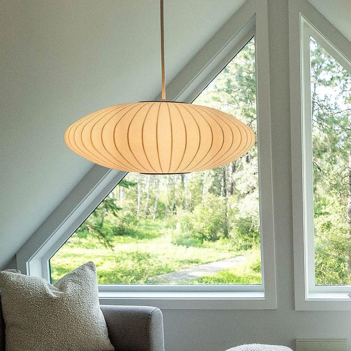 Modern White Pendant Lamp – Stylish Kitchen Pendant Lighting with Steel Wire Frame and Soft Organic Glow 2
