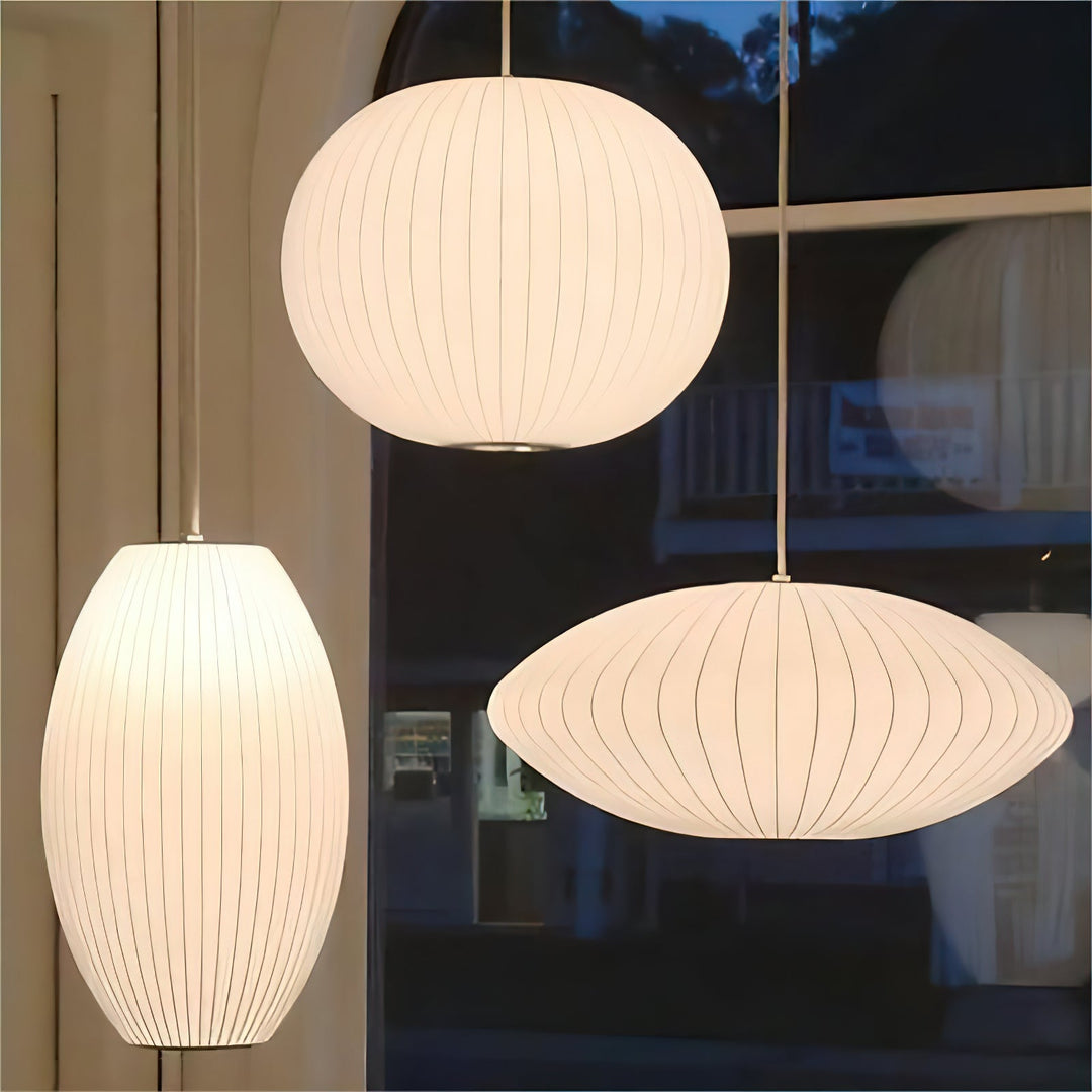 Modern White Pendant Lamp – Stylish Kitchen Pendant Lighting with Steel Wire Frame and Soft Organic Glow 3