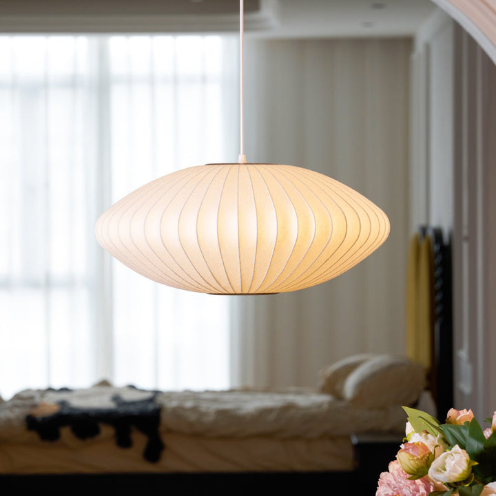 Modern White Pendant Lamp – Stylish Kitchen Pendant Lighting with Steel Wire Frame and Soft Organic Glow 4
