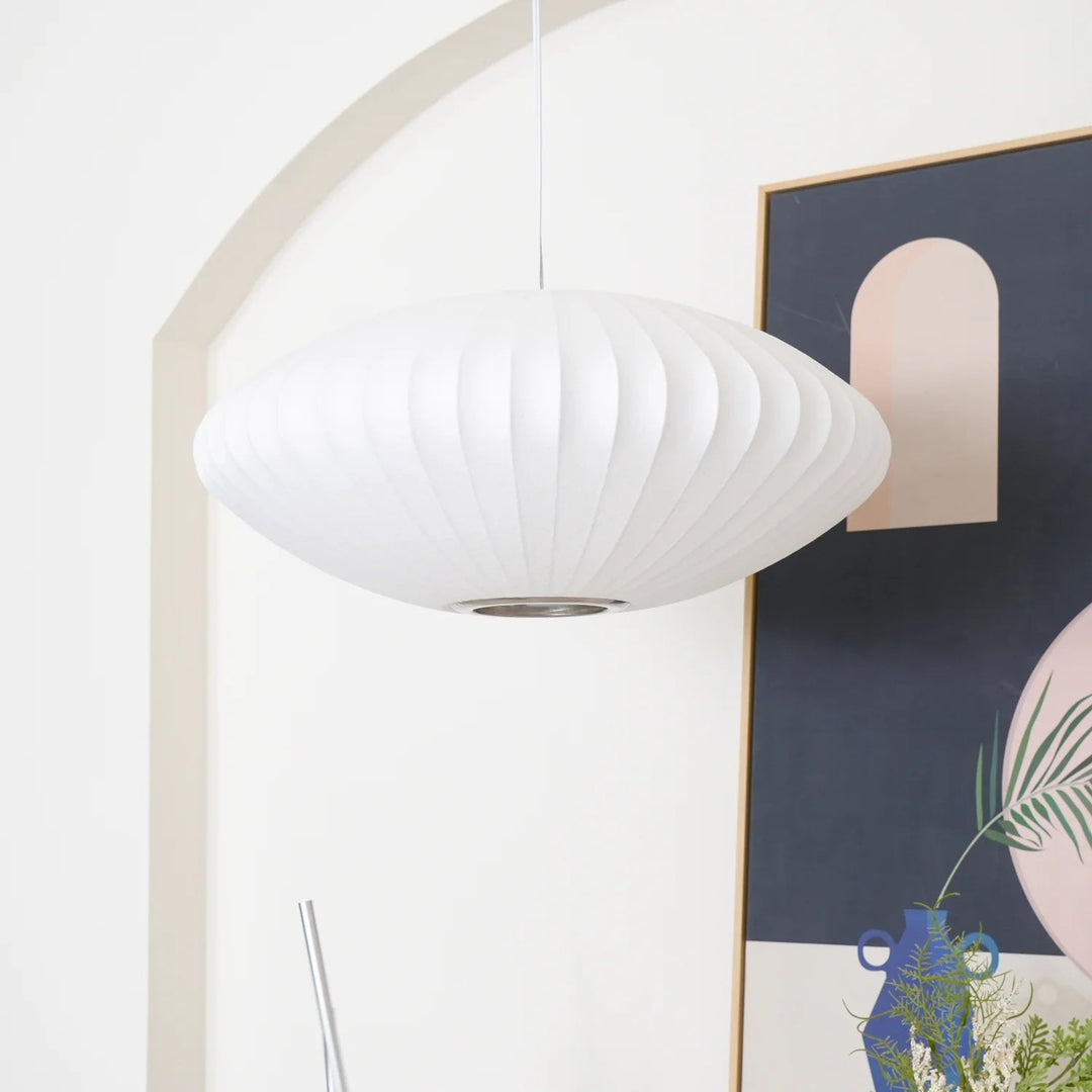 Modern White Pendant Lamp – Stylish Kitchen Pendant Lighting with Steel Wire Frame and Soft Organic Glow 6