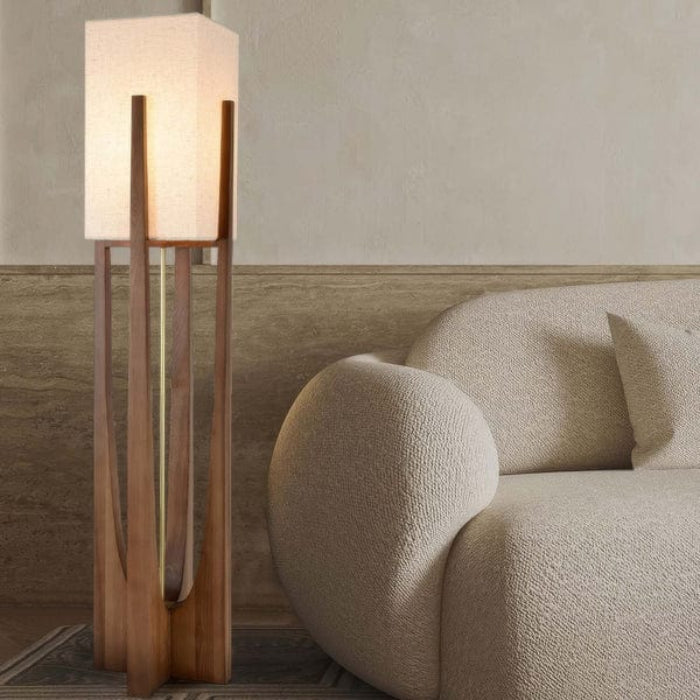 Modern Wooden Floor Lamp with Adjustable LED Lighting – Elegant Walnut Design for Living Room Ambiance 3