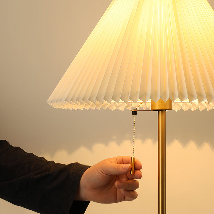 Modern Wooden Floor Lamp with Pleated Fabric Shade – Dimmable LED Light for Living Room and Bedroom 5