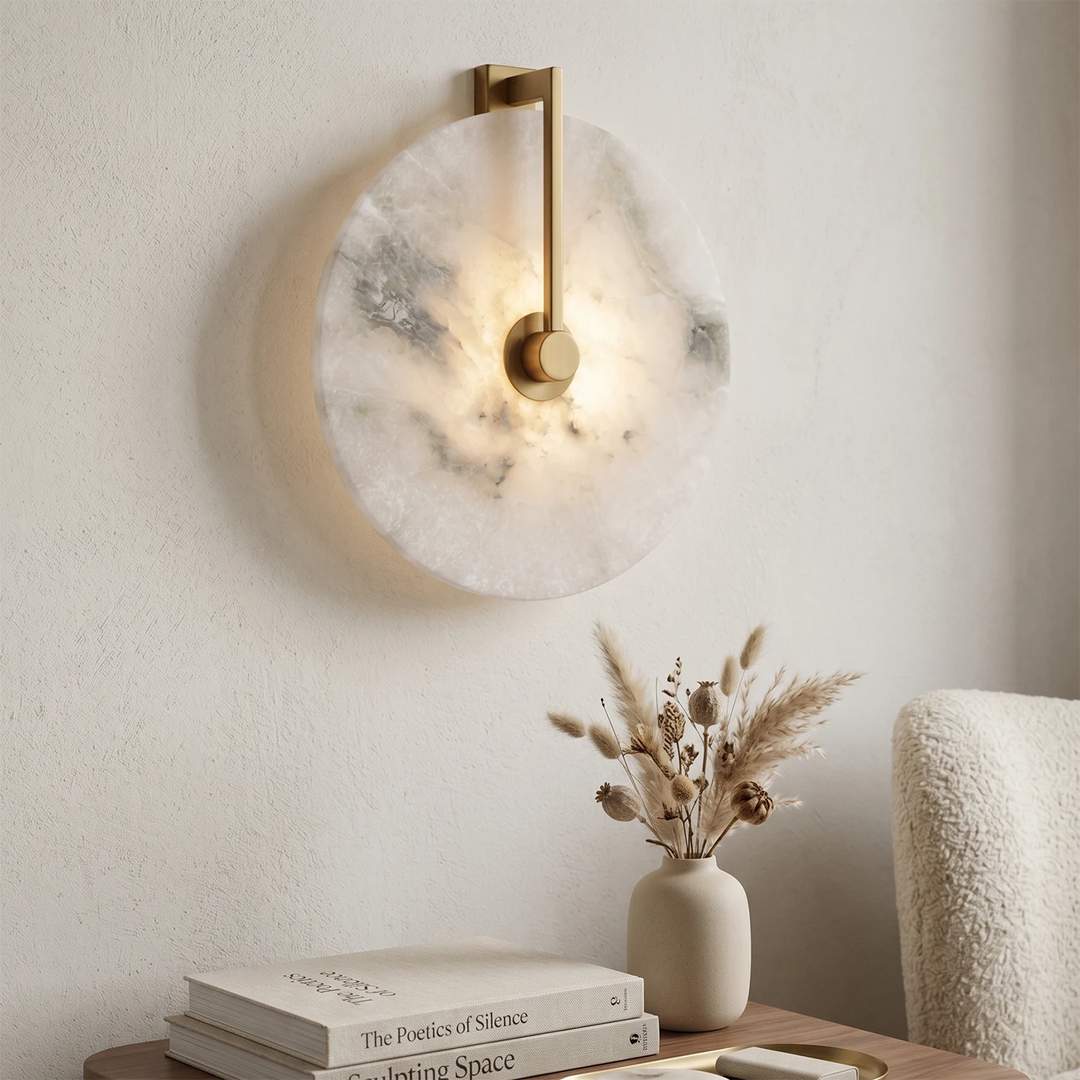 Natural Alabaster LED Wall Sconce – Modern Organic Design, Adjustable Color Temperature Wall Light for Living Room, Bedroom, Hallway 0