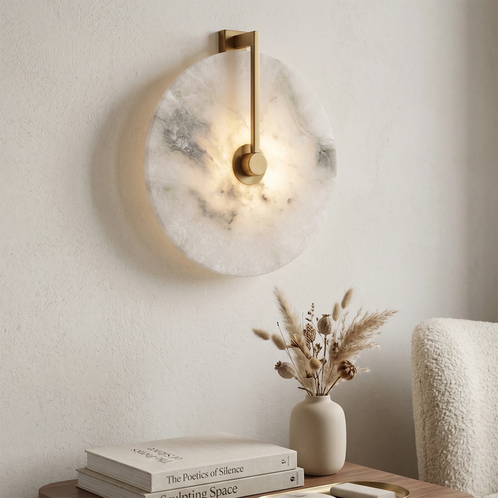 Natural Alabaster LED Wall Sconce – Modern Organic Design, Adjustable Color Temperature Wall Light for Living Room, Bedroom, Hallway 0