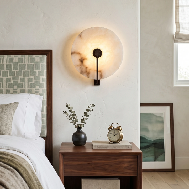 Natural Alabaster LED Wall Sconce – Modern Organic Design, Adjustable Color Temperature Wall Light for Living Room, Bedroom, Hallway 4