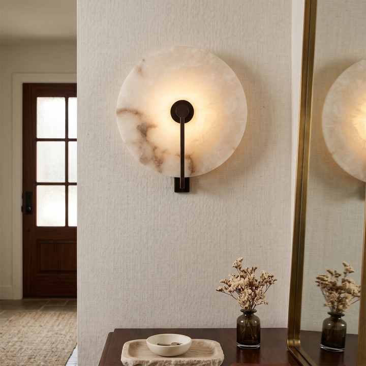 Natural Alabaster LED Wall Sconce – Modern Organic Design, Adjustable Color Temperature Wall Light for Living Room, Bedroom, Hallway 5