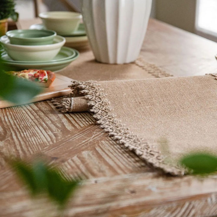 Natural Jute Table Runner – Rustic Bohemian Elegance for Dining and Events 6