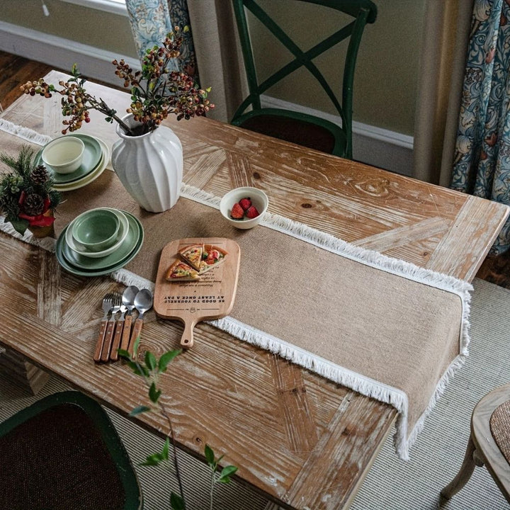 Natural Jute Table Runner – Rustic Bohemian Elegance for Dining and Events 7