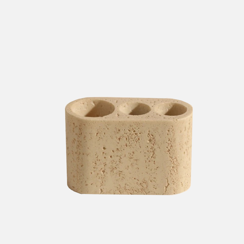 Natural Travertine Stone Bathroom Accessories Set – Elegant Beige Finish 16