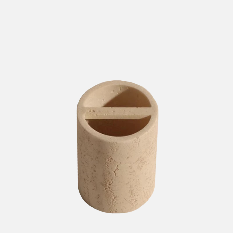 Natural Travertine Stone Bathroom Accessories Set – Elegant Beige Finish 18