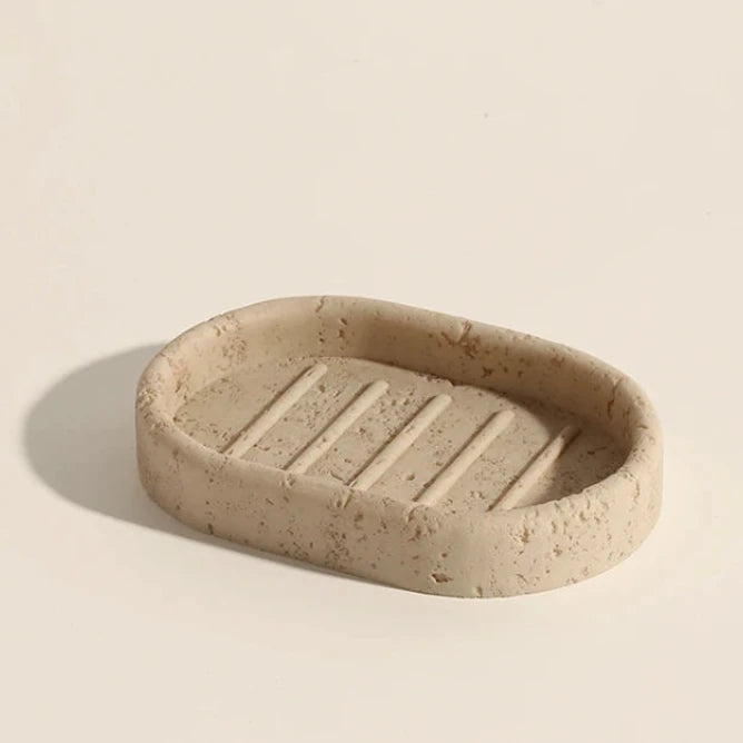 Natural Travertine Stone Bathroom Accessories Set – Elegant Beige Finish 5