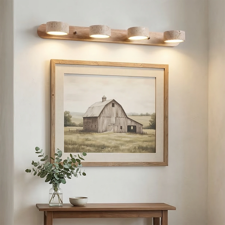 Natural Travertine Wall Light with Adjustable LED Shades – Modern Sconce for Bathroom and Living Room Decor 1