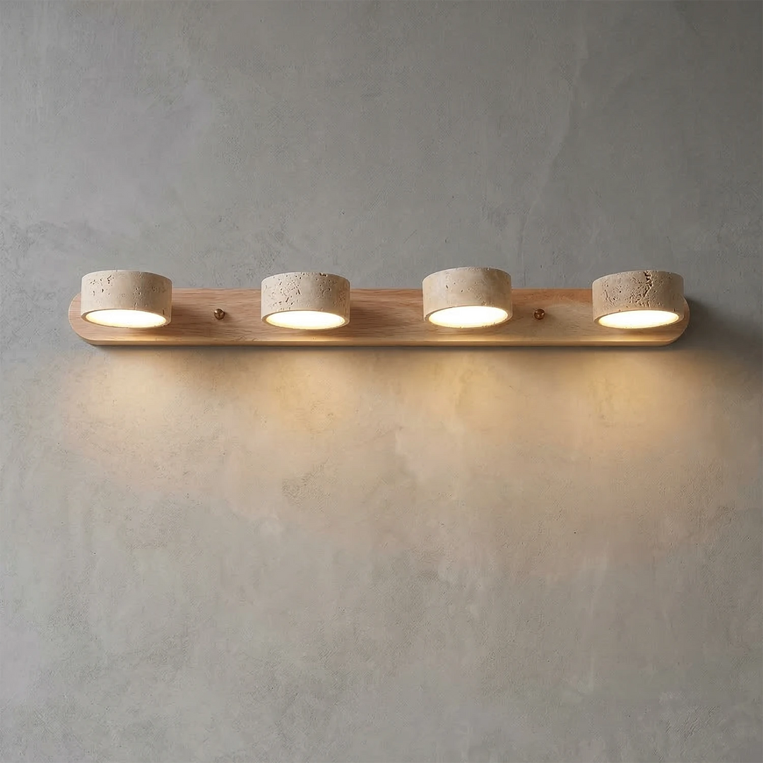 Natural Travertine Wall Light with Adjustable LED Shades – Modern Sconce for Bathroom and Living Room Decor 2