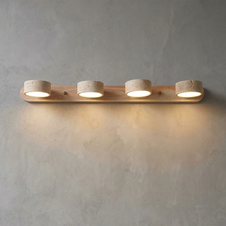 Natural Travertine Wall Light with Adjustable LED Shades – Modern Sconce for Bathroom and Living Room Decor 2